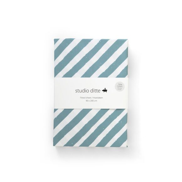 Studio Ditte – Fitted Sheet – Stripes Blue – 90 x 200 cm
