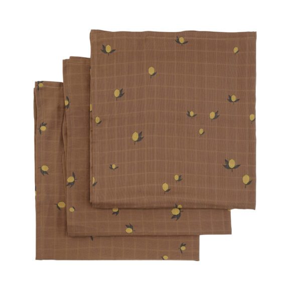 Konges Sløjd – 3er-Pack Musselin Tuch – Lemon Brown