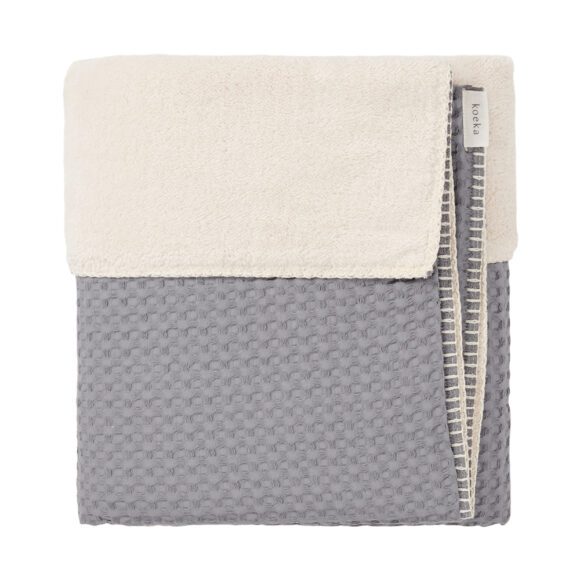 Koeka – Wiegdeken Teddy Oslo – Steel Grey/Pebble – 100 x 75 cm