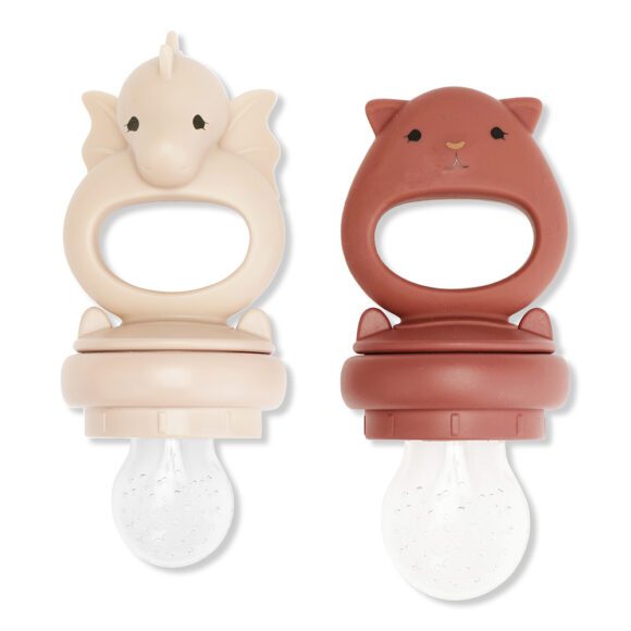 Konges Sløjd – 2er Pack Schnuller für Obst – Drachen – Rose Sand/Copper Brown