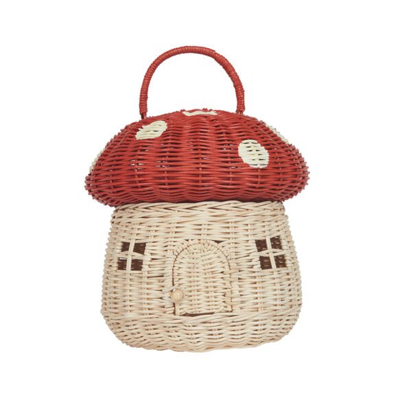 Olli Ella – Rattan Mushroom Basket – Red