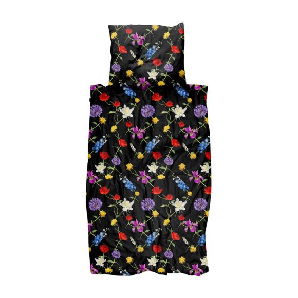 SNURK – Kinderdekbedovertrek – Bouquet Black – NL 140 x 200/220 cm