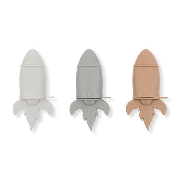 Konges Sløjd – 3 Pack Silicone Ice Cream Mold Rocket – Almond Mix