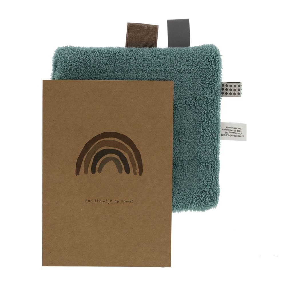 Snoozebaby Amsterdam - Wenskaart & Knuffeldoekje Klein - Smokey Green