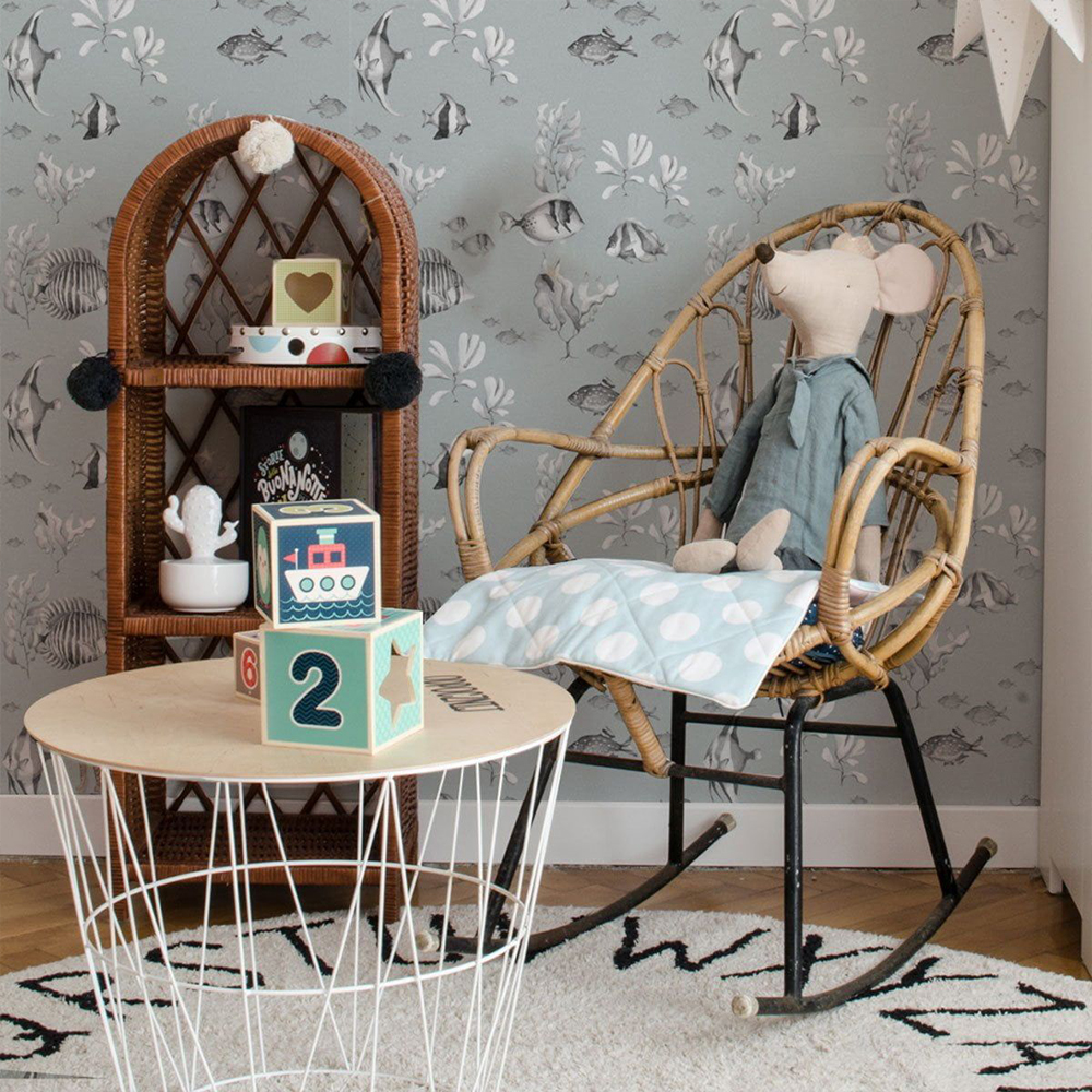 Dekornik - Kidsroom Wallpaper - Black&White Fish