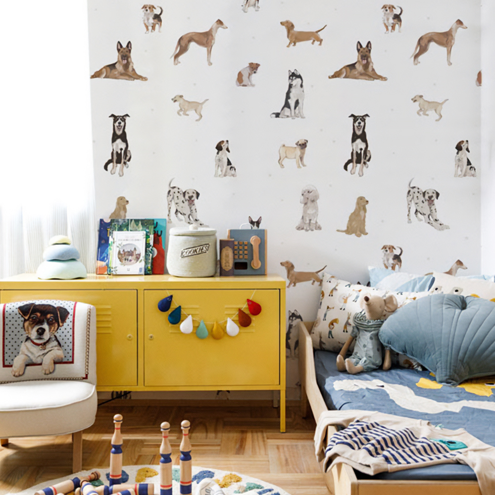 Dekornik - Kidsroom Wallpaper - Dogs are The Best White