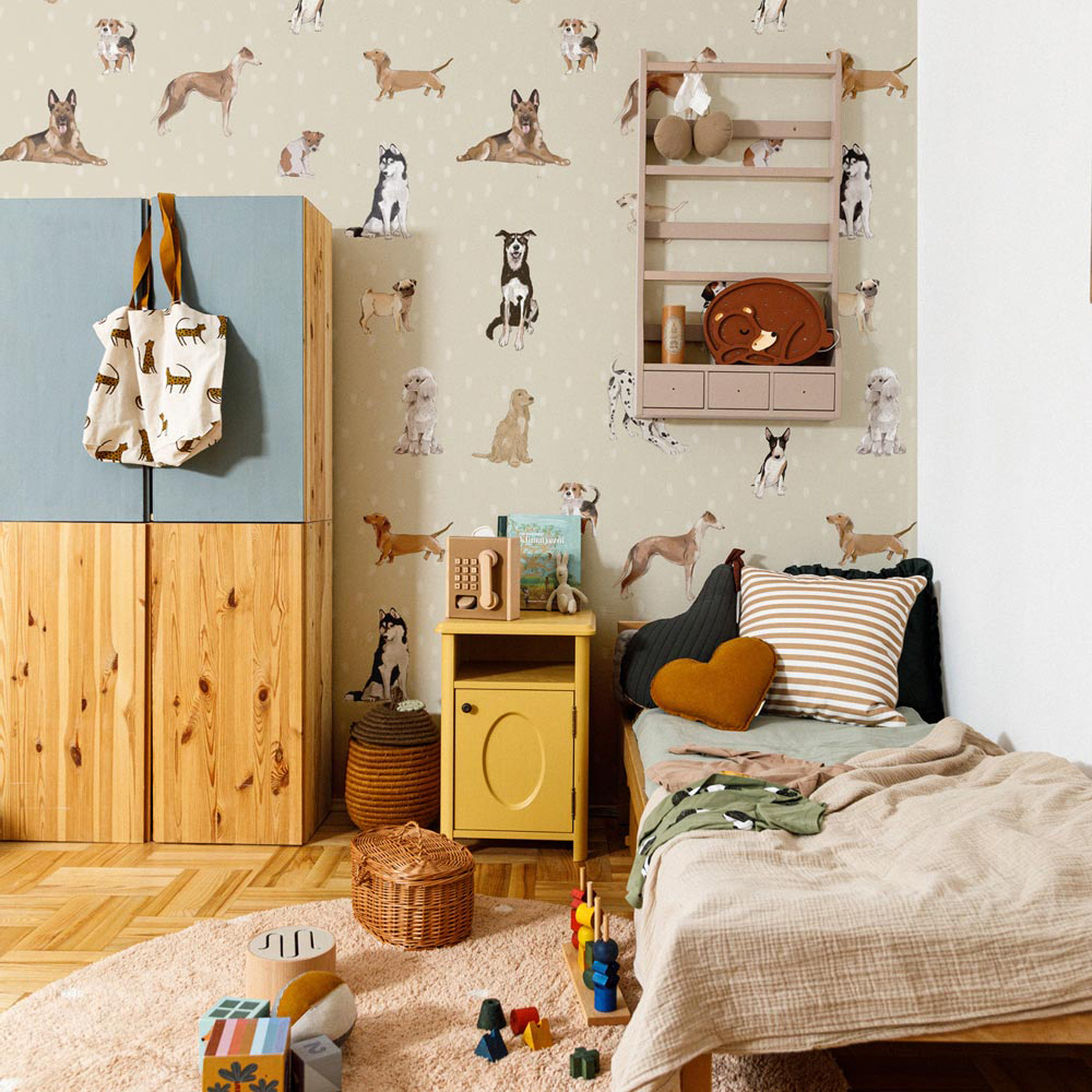 Dekornik - Kidsroom Wallpaper - Dogs are The Best Beige
