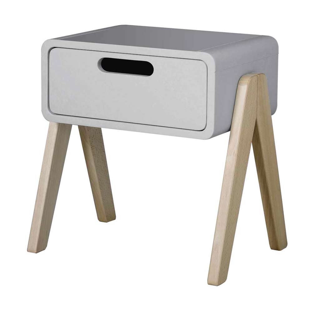 Laurette - Nachttisch Little Robot - Natural feet - Pale Grey