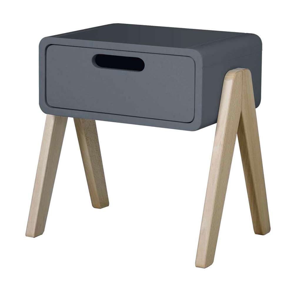 Laurette - Nachtkastje Petit Robot - Houten pootjes - Dark Grey