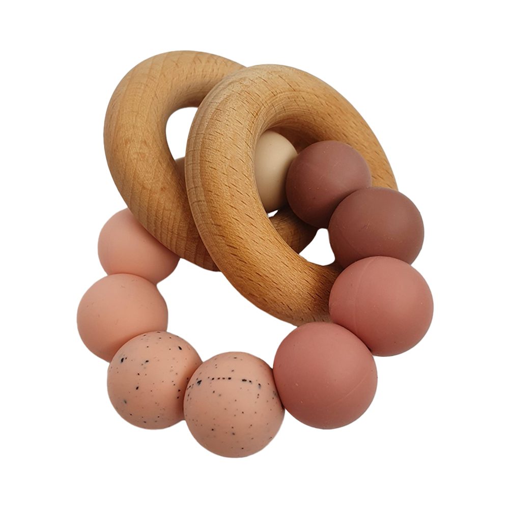 Chewies&More - Silikon Beißring & Babyrassel - Ombre Rose