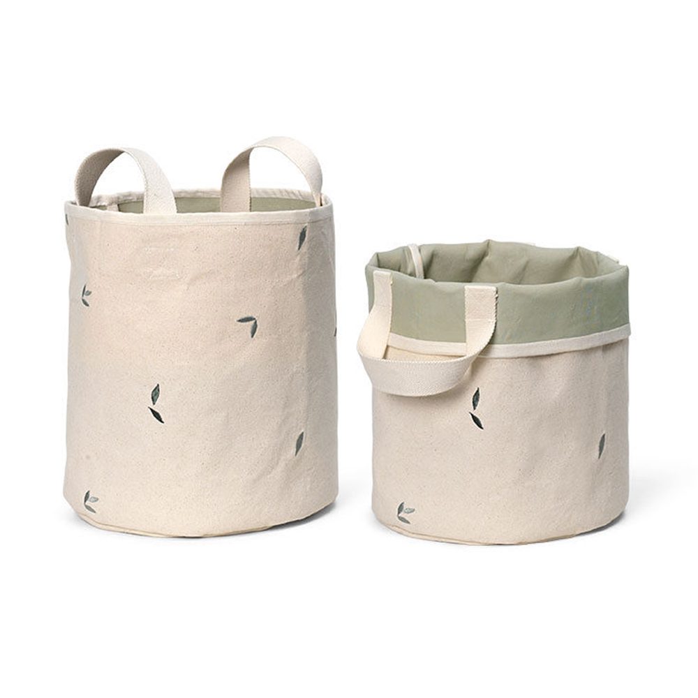 Dear April - 2er Pack bestickte Aufbewahrungskörbe klein - Leaves