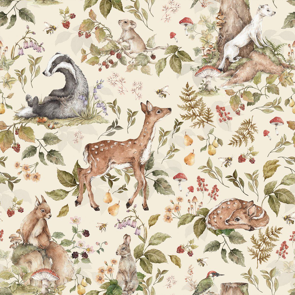 Dekornik - Kinderkamer Behang - Cute Forest Animals Light
