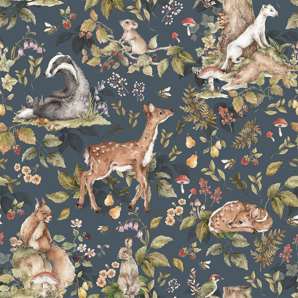 Dekornik - Kindertapete - Cute forest animals Dark