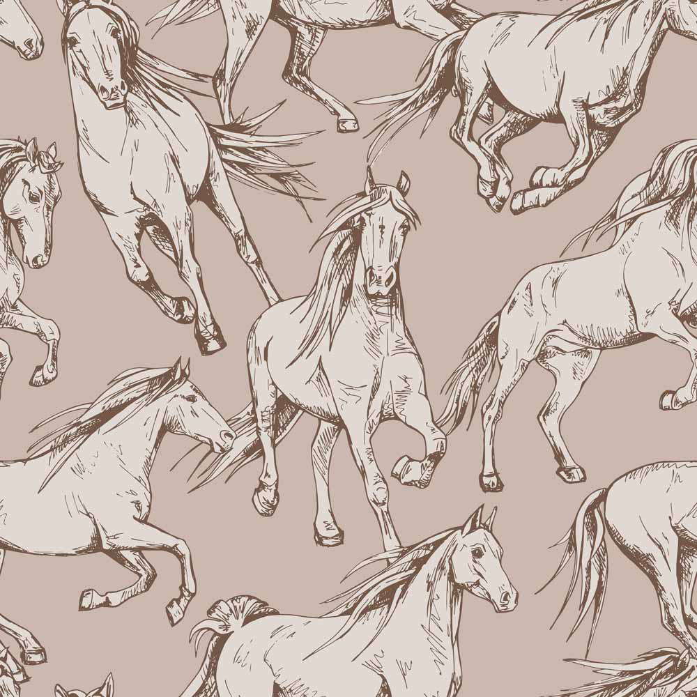 Dekornik - Kindertapete - Horses Beige