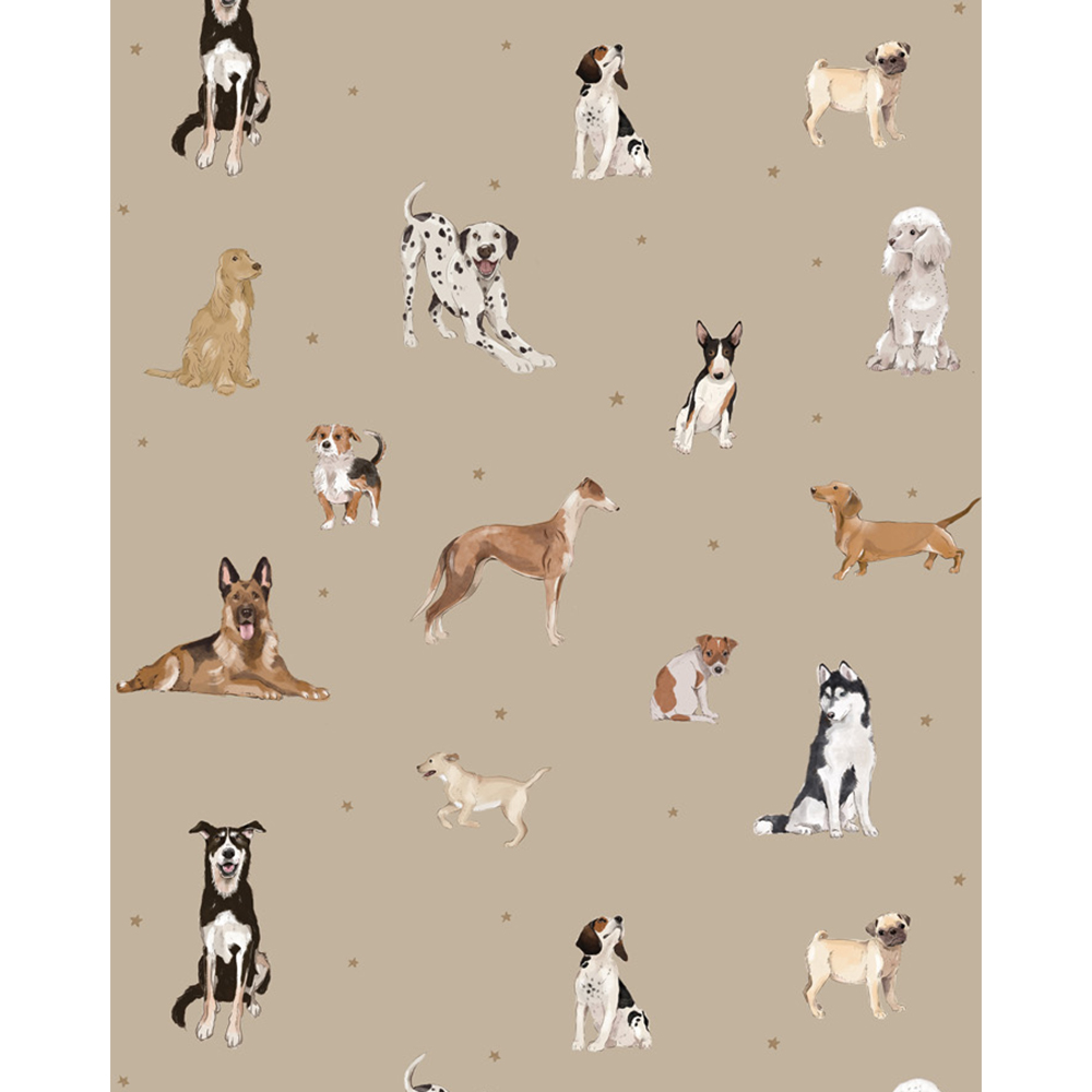 Dekornik - Kidsroom Wallpaper - Dogs are The Best Beige