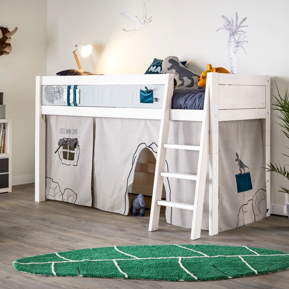 Lifetime - Semi-high Loft Bed, slanted ladder - White