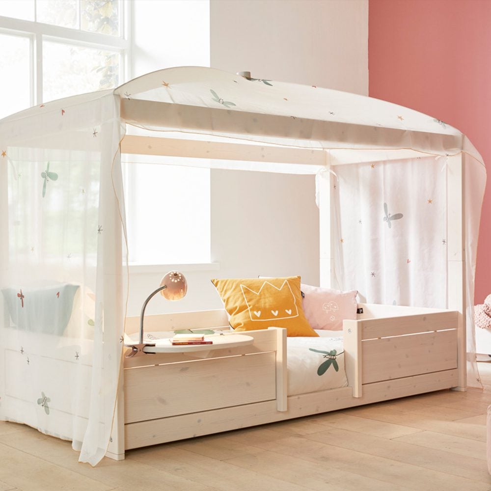 Lifetime - 4-in-1 Bed Combination w. Roofconstruction 4-poster - Whitewash