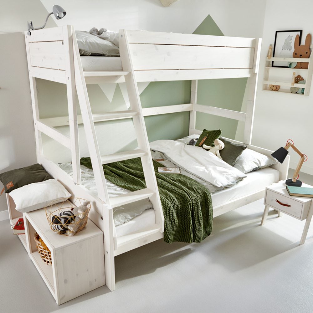 Lifetime - Bunk Bed Family - 90x200 cm + 140x200 cm, luxury slatted base - White
