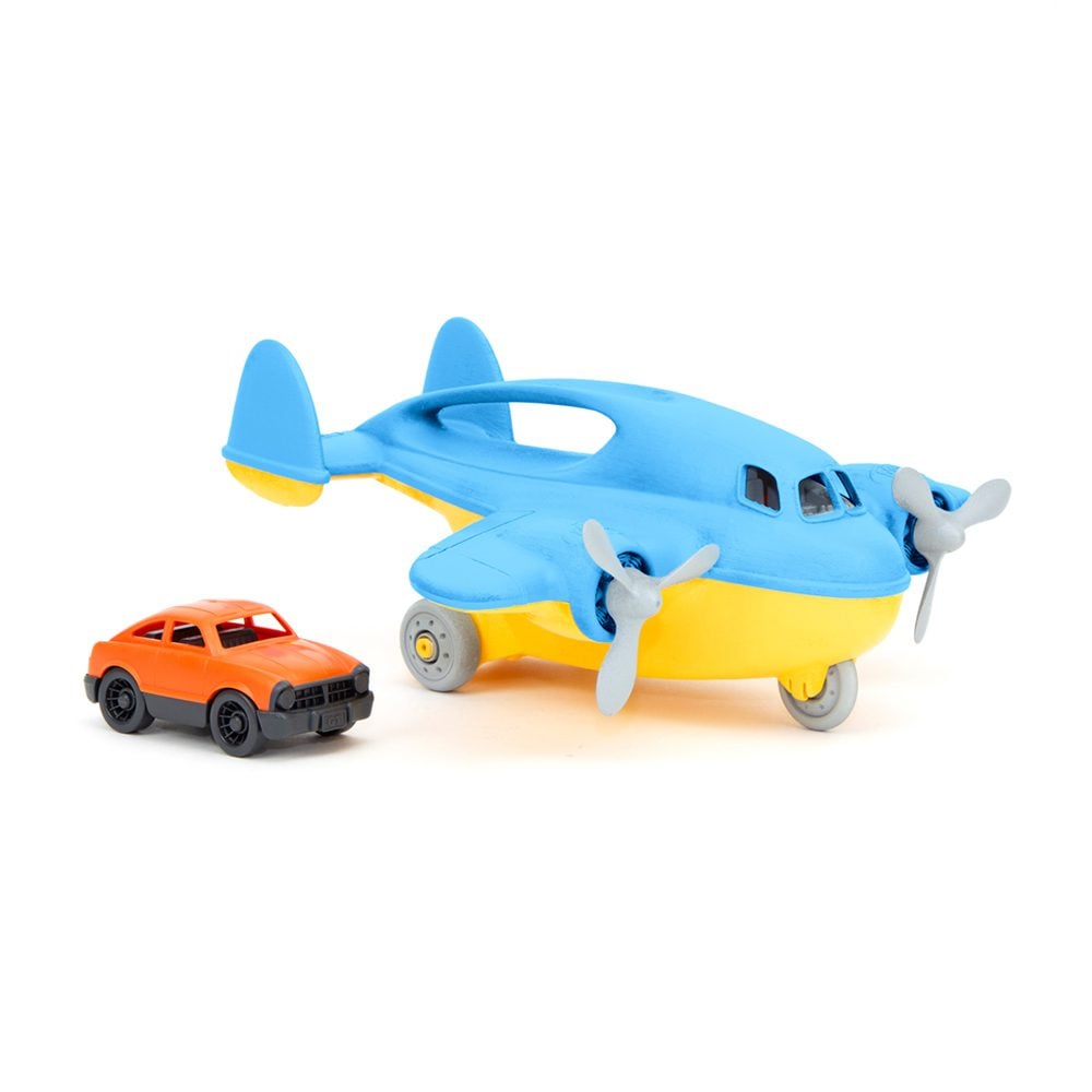 Green Toys - Frachtflugzeug Blau mit Auto