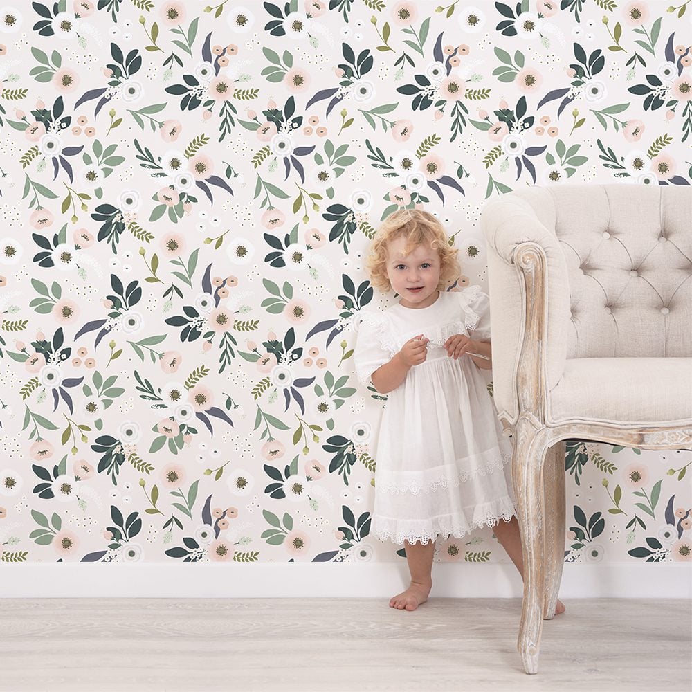 LILIPINSO - Wallpaper - Flowers (Light Background) - 50 cm x 10 m