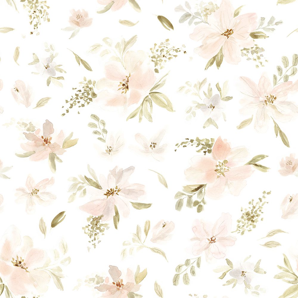 LILIPINSO - Kinderzimmertapete - Watercolour Large Flowers (Orange Pink) - 50 cm x 10 m