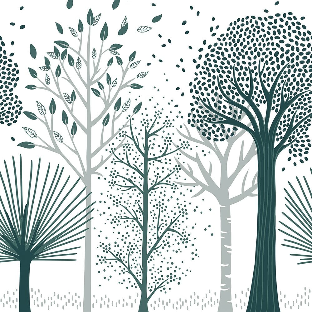 LILIPINSO - Kinderzimmer Wandtapete - Blue Forest - 200 cm x 248 cm