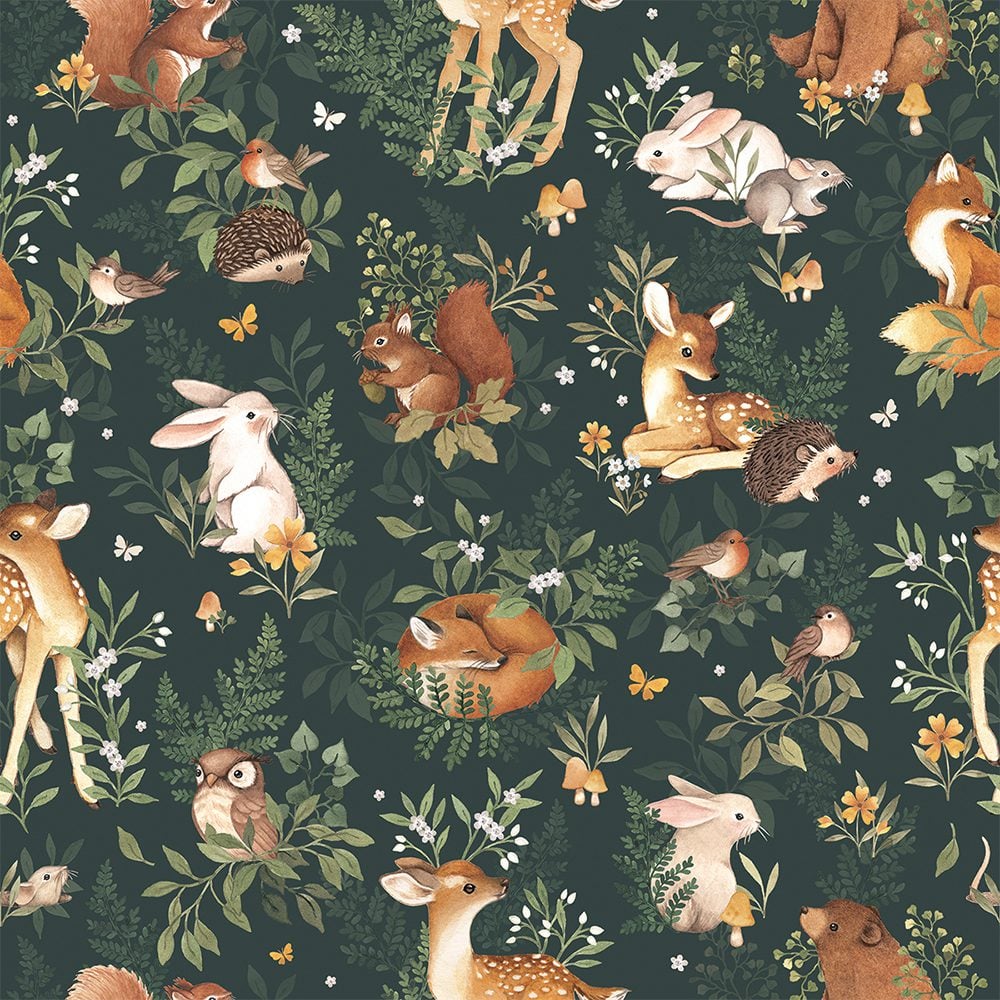 LILIPINSO - Kinderzimmertapete - Forest Friends (Pine Forest) - 50 cm x 10 m