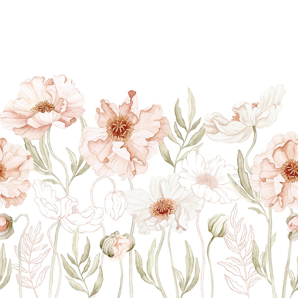 LILIPINSO - Kinderkamer Behang Paneel - Everlasting Poppies - 200 cm x 248 cm