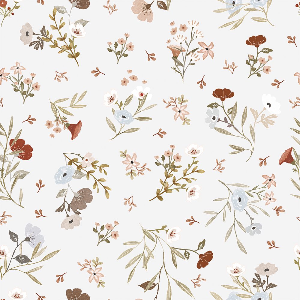 LILIPINSO - Kinderzimmertapete - Floral Poetry (Light Blue) - 50 cm x 10 m