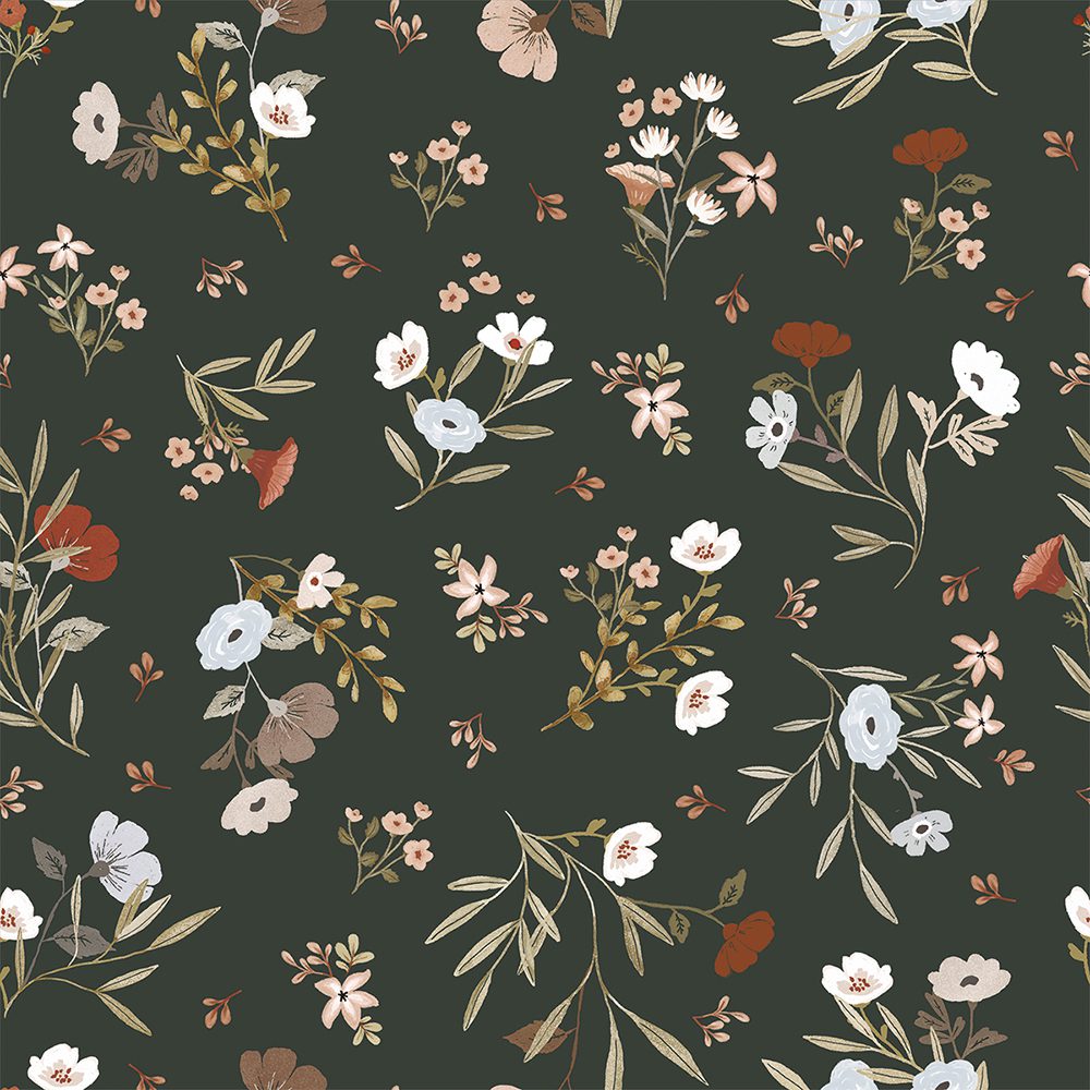 LILIPINSO - Kinderzimmertapete - Floral Poetry (Dark) - 50 cm x 10 m