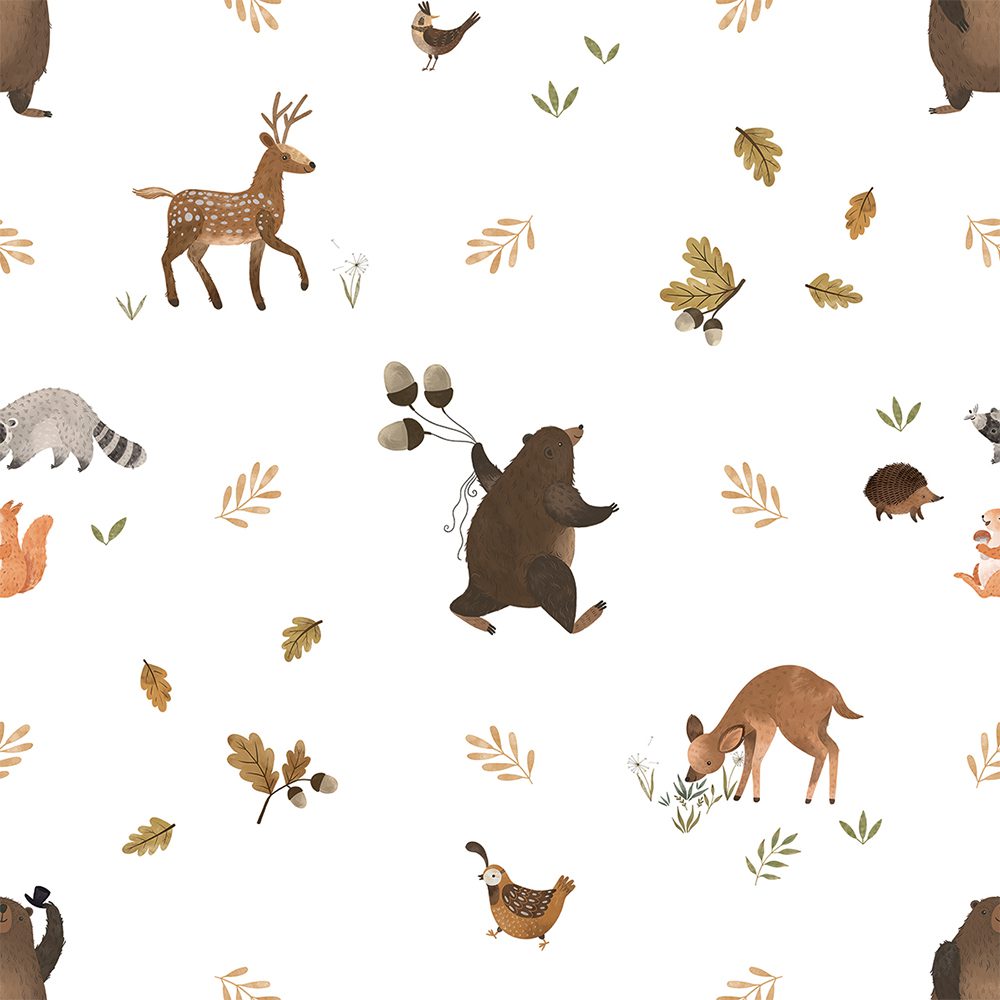 LILIPINSO - Kinderzimmertapete - Little Forest Friends - 50 cm x 10 m