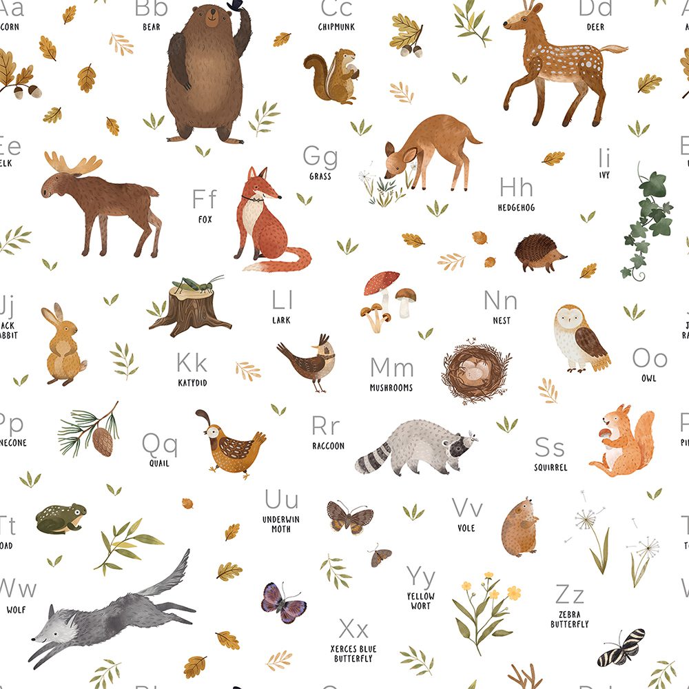 LILIPINSO - Kinderzimmertapete - Forest ABC - 50 cm x 10 m