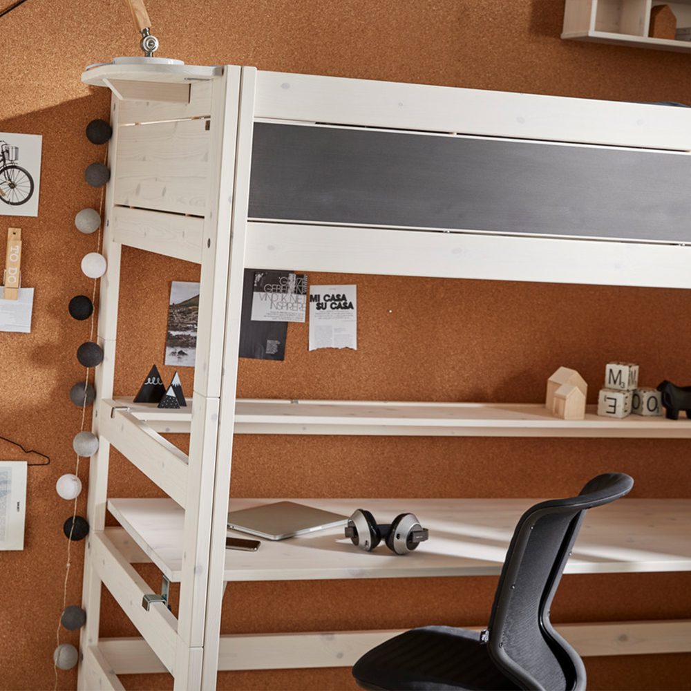 Lifetime - Loft Bed 177 cm, straight ladder - Whitewash