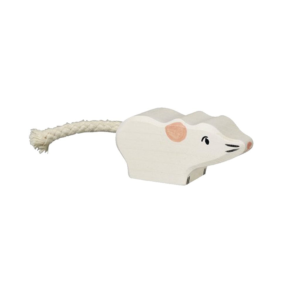 Holztiger - Wooden Animals - Mouse, White