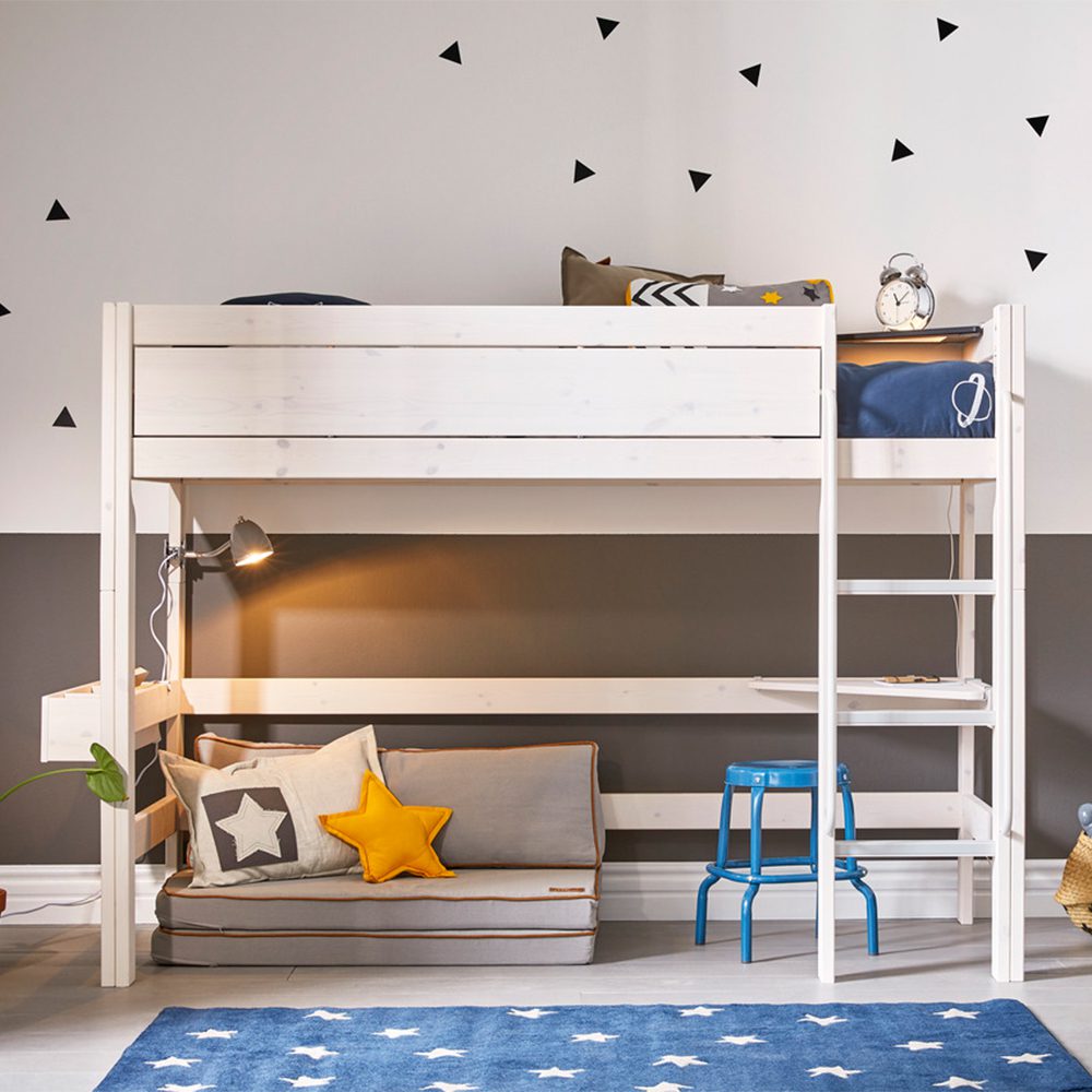Lifetime - Loft Bed 152 cm, straight ladder - White
