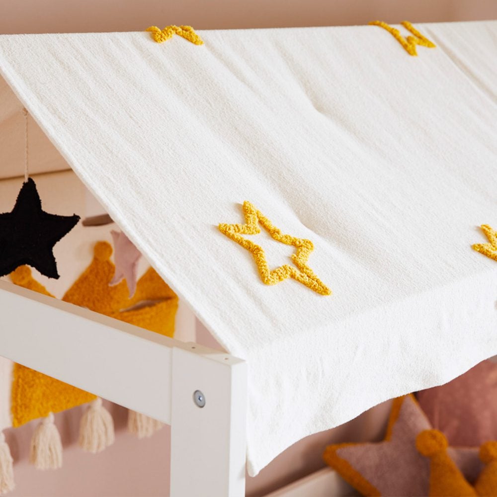 Lifetime - Basic Bed 90x200 cm + Roof Construction for Fabric Roof - Whitewash