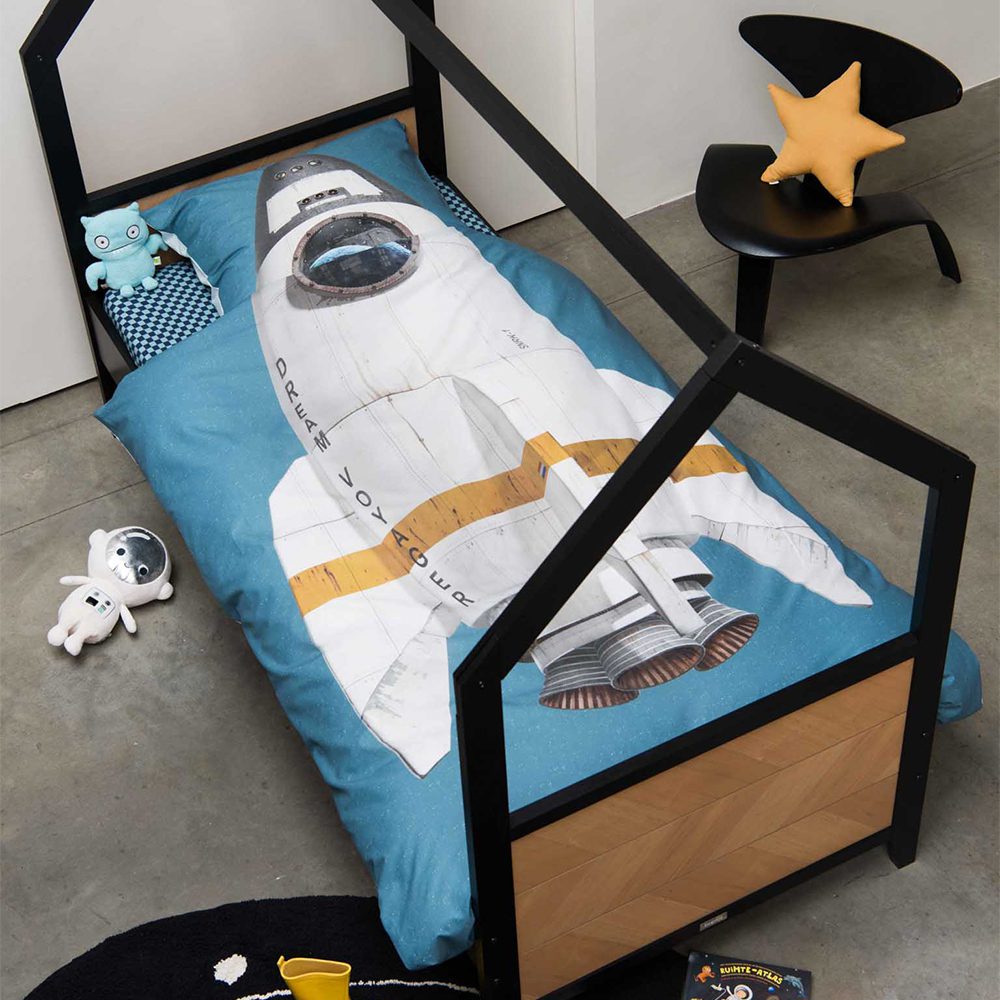 SNURK - Kids Duvet Cover Set - Rocket Smokey Blue - NL 140 x 200/220 cm