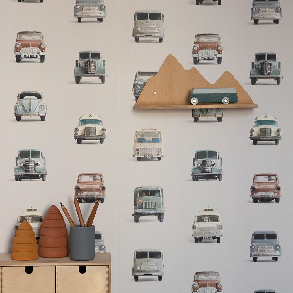 Studio Ditte - Wallpaper Kids Room - Cars Light Grey