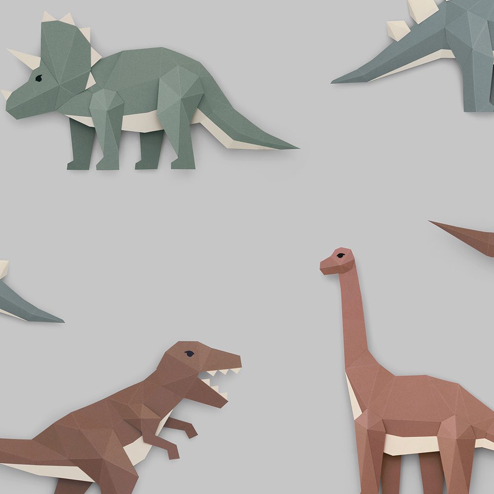 Studio Ditte - Wallpaper Kids Room - Dinosaur Light Grey