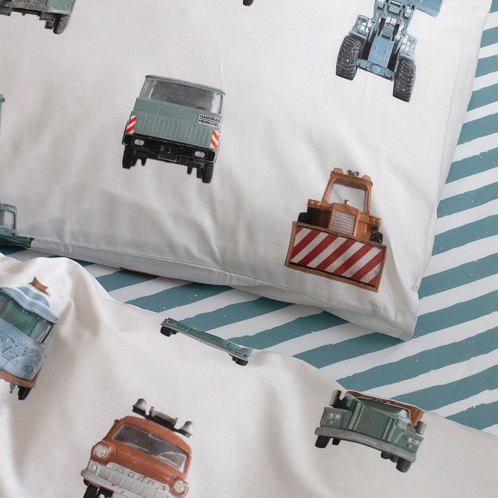 Studio Ditte - Duvet Cover Junior - Work Vehicles Light Grey - 120 x 150 cm