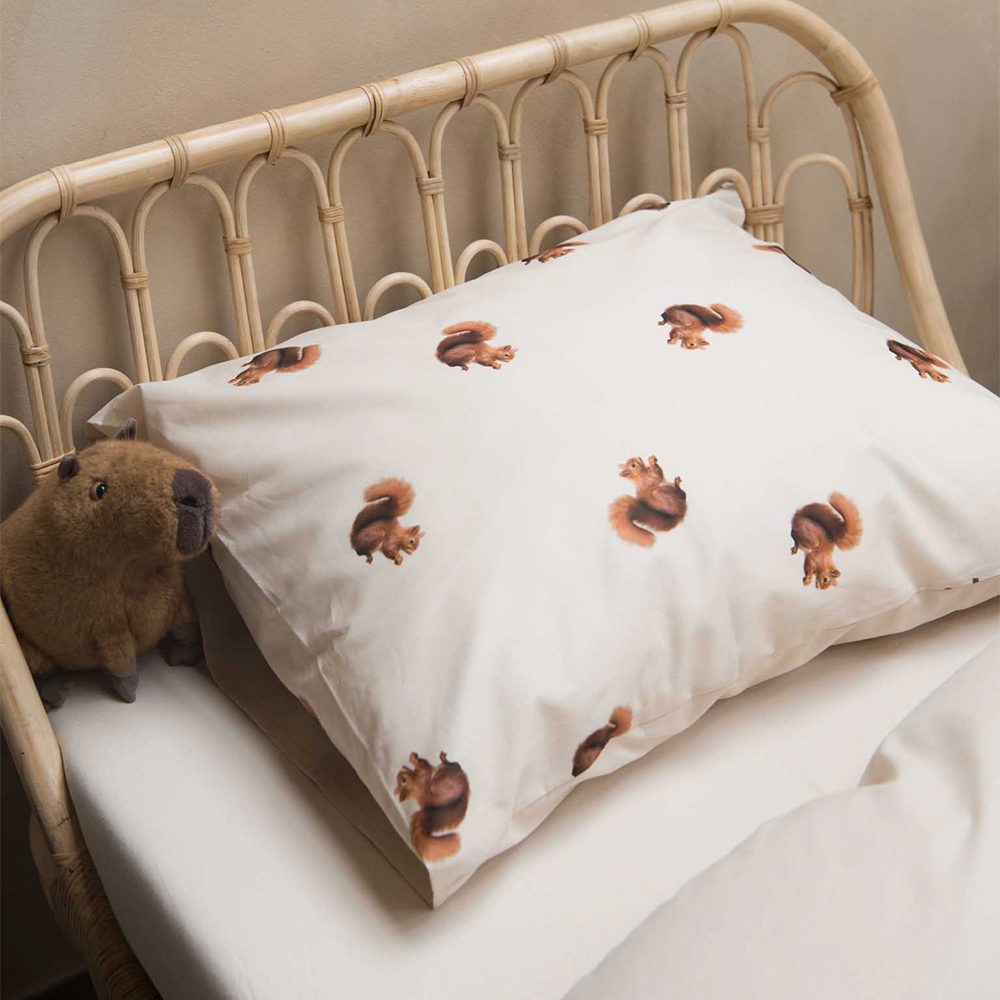 SNURK - Kids Duvet Cover Set - Squirrels Beige - NL 140 x 200/220 cm