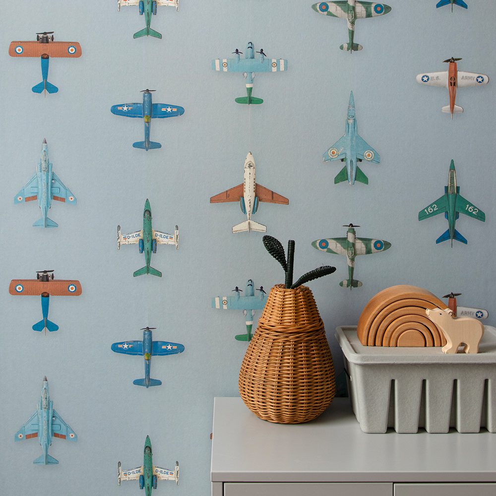 Studio Ditte - Wallpaper Kids Room - Airplanes Light Blue