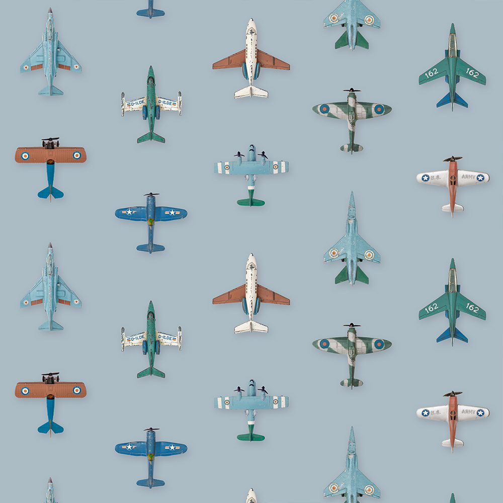 Studio Ditte - Kinderzimmertapete - Airplanes Hellblau
