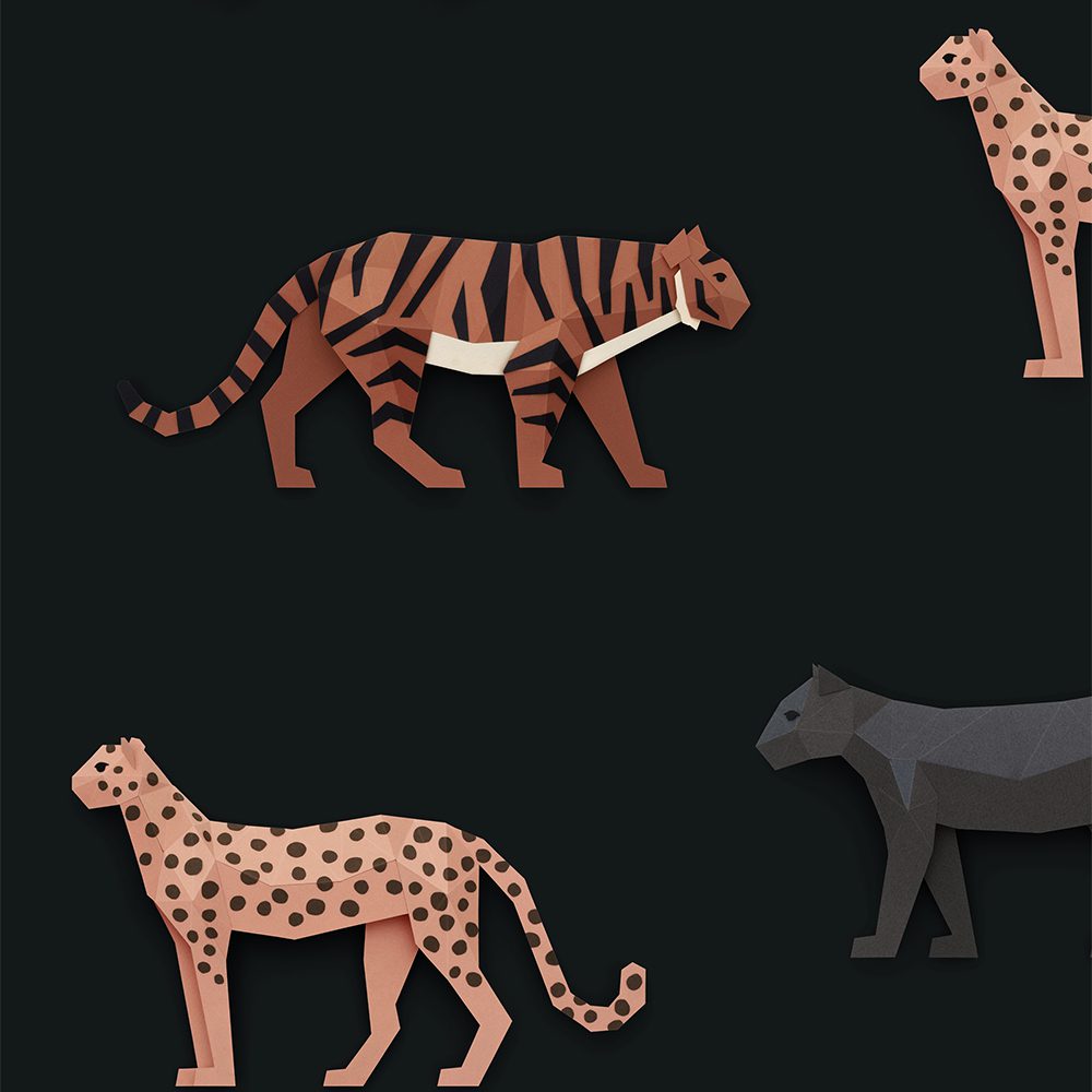 Studio Ditte - Kinderzimmertapete - Big Cats Dark