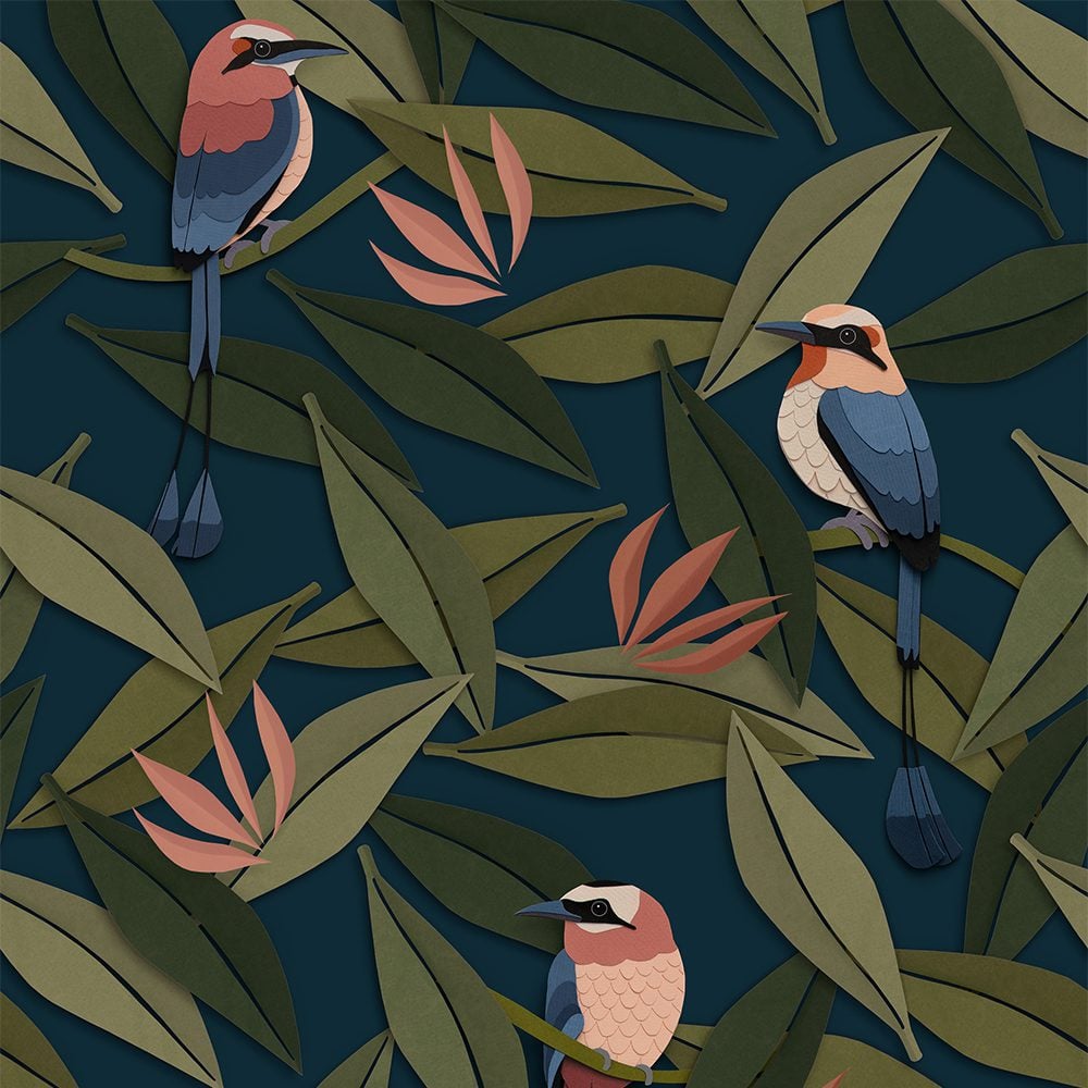 Studio Ditte - Kinderzimmertapete - Bird Blau