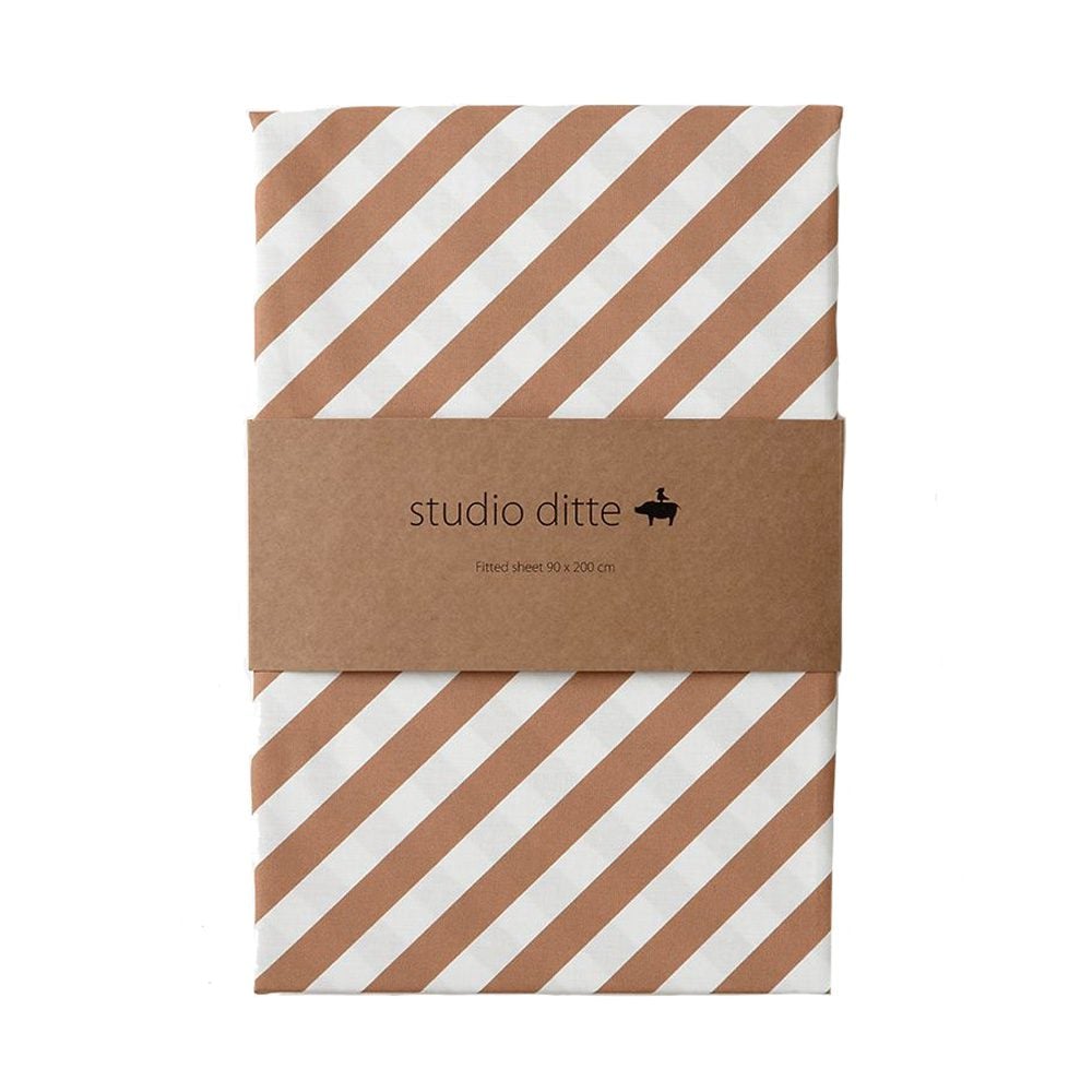 Studio Ditte - Fitted Sheet - Stripes Caramel - 90 x 200 cm