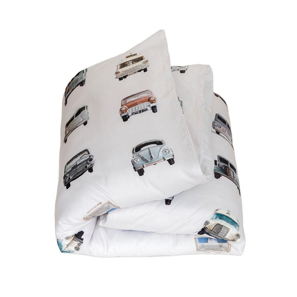 Studio Ditte - Kids Duvet Cover - Cars Light Grey - 140 x 200/220 cm