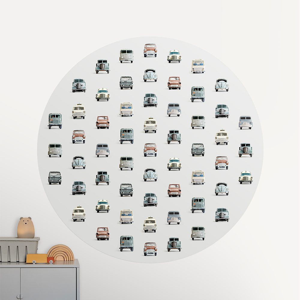 Studio Ditte - Wallpaper Circle 142,5 cm - Cars Light Grey