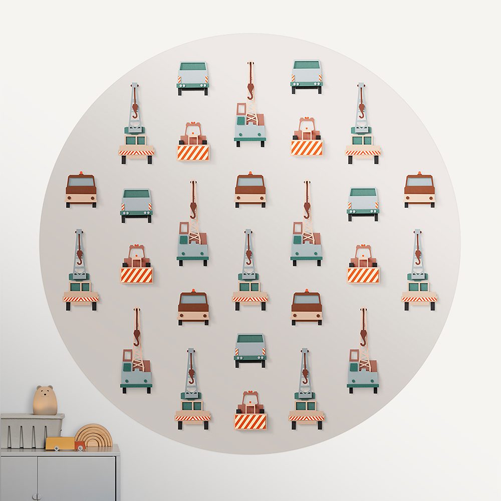 Studio Ditte - Wallpaper Circle 190 cm - Crane Truck Light Grey