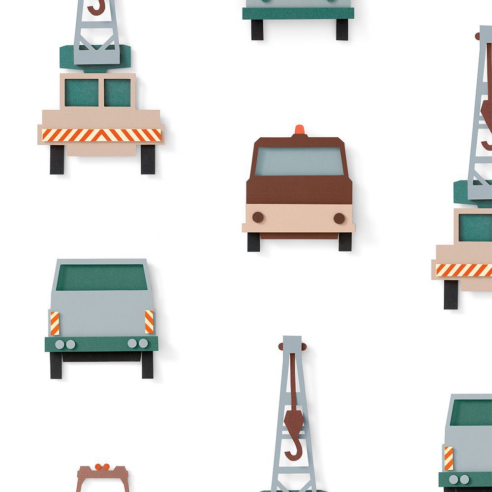 Studio Ditte - Kinderzimmertapete - Crane Truck White